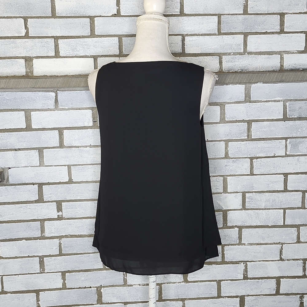 • J Jill Women’s Sleeveless Layered Sheer Chiffon Blouse Petite Size XS Black - Picture 4 of 11